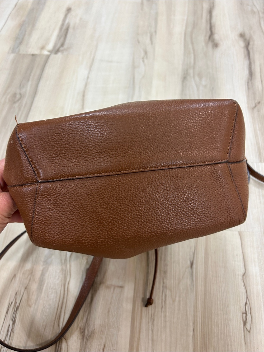 Brown Leather Drawstring Bucket Bag image 3